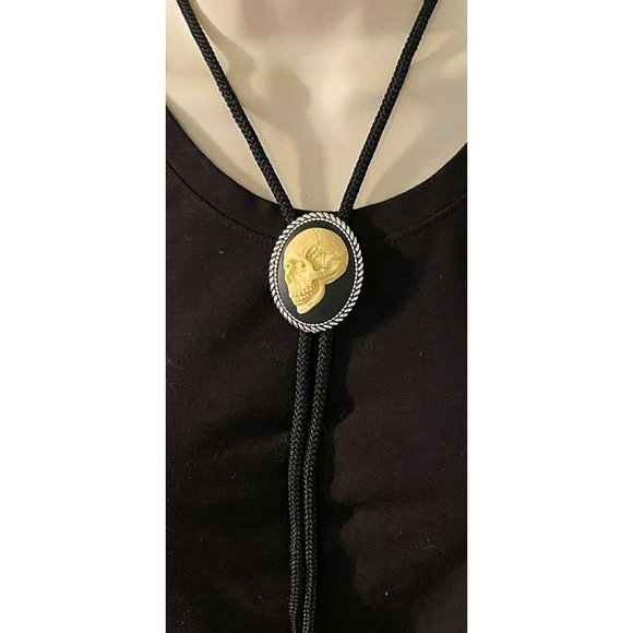 Mens womens Southwest western Sugar Skull Cameo Pendant Bolo Necklace Lariat Tie - Picture 6 of 8